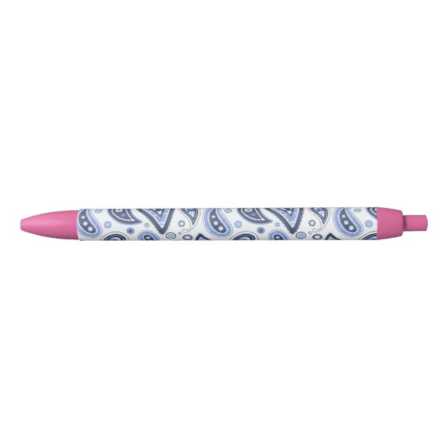 Blue Paisley Pattern Blue Ink Pen (Front)