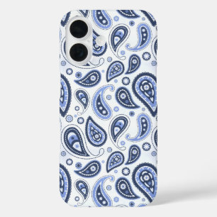Blue Paisley Pattern iPhone 16 Case