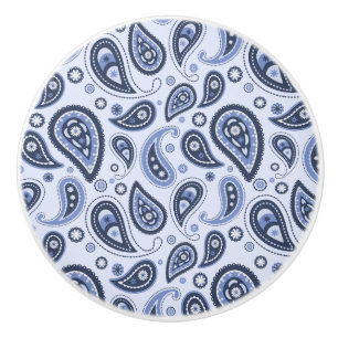 Blue Paisley Pattern Ceramic Knob