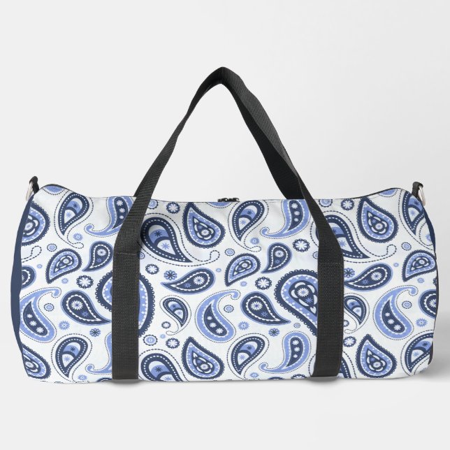 Blue Paisley Pattern Duffle Bag (Front)