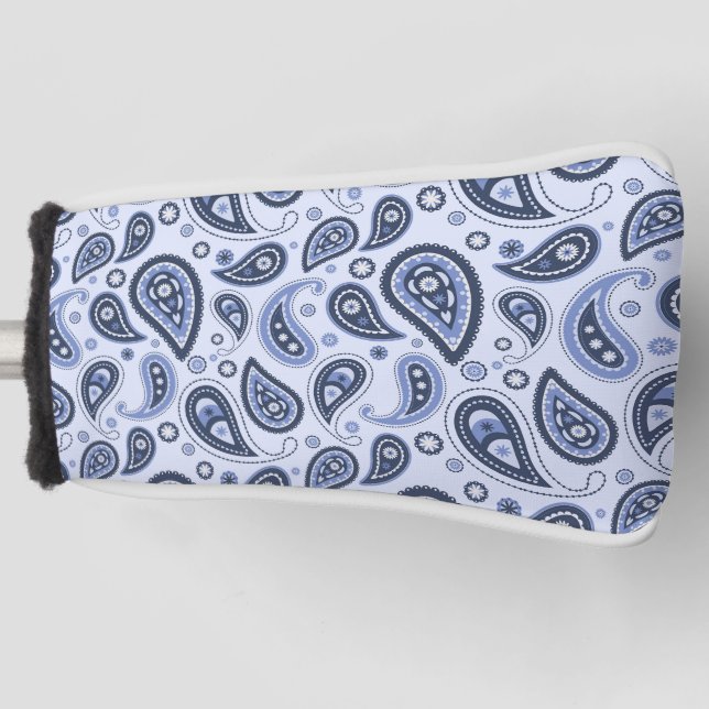 Blue Paisley Pattern Golf Head Cover (Front)