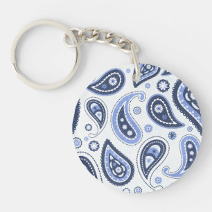 Blue Paisley Pattern Key Ring