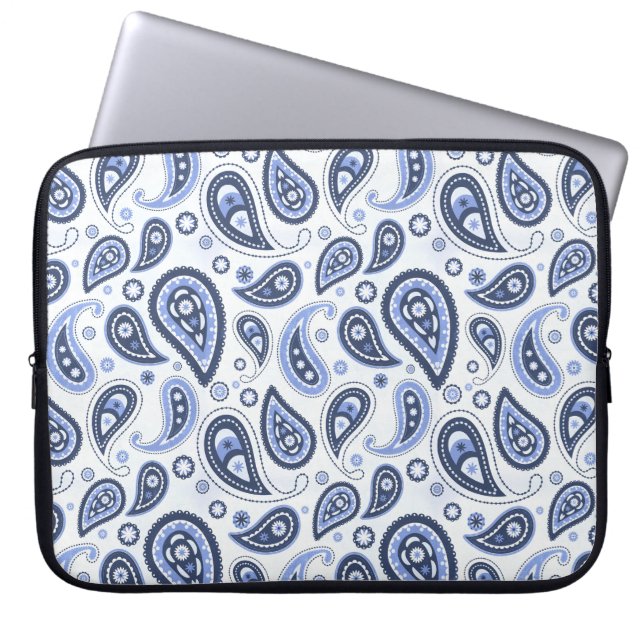 Blue Paisley Pattern Laptop Sleeve (Front)