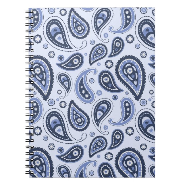 Blue Paisley Pattern Notebook (Front)