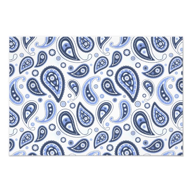 Blue Paisley Pattern Photo Print (Front)