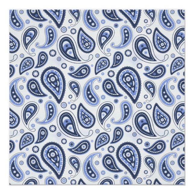 Blue Paisley Pattern Poster (Front)