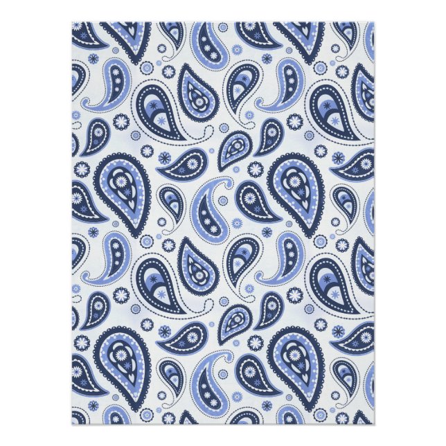 Blue Paisley Pattern Poster (Front)