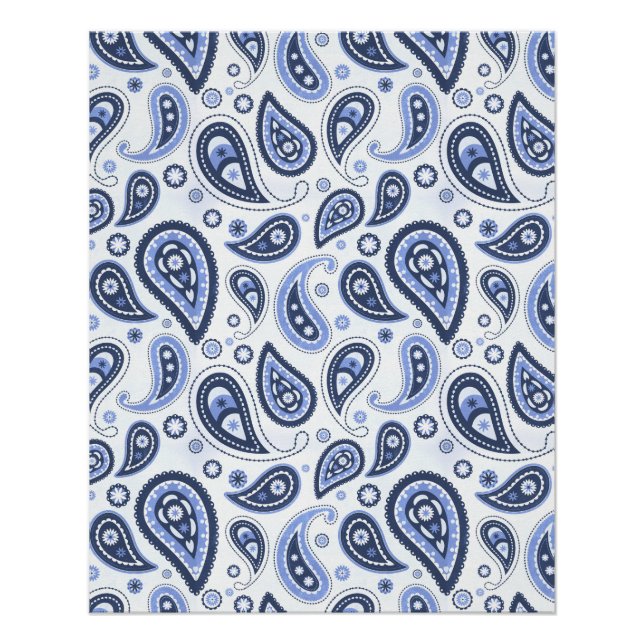 Blue Paisley Pattern Poster (Front)