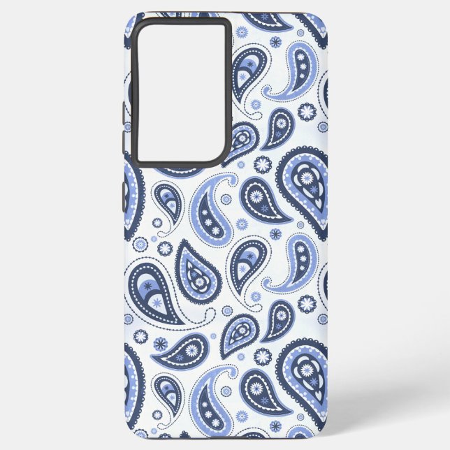Blue Paisley Pattern Samsung Galaxy S21+ Case (Back)