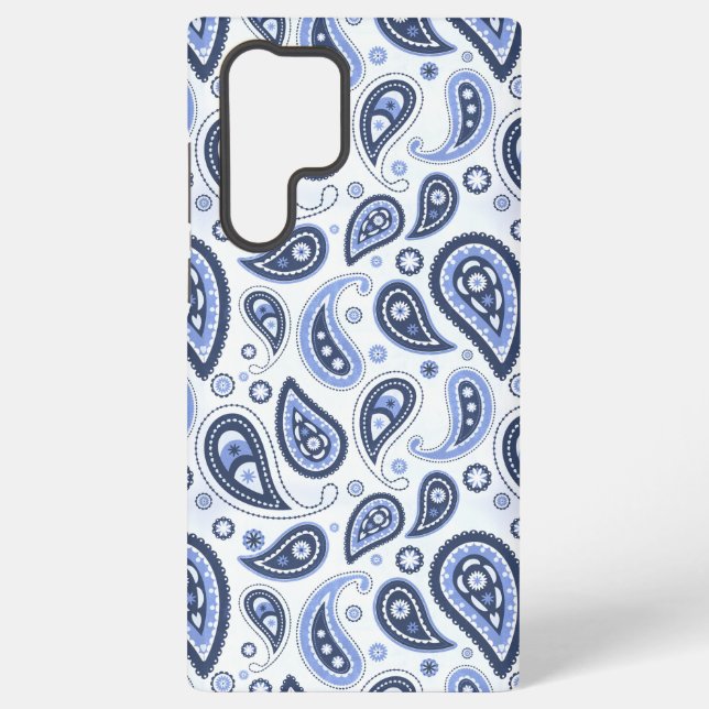 Blue Paisley Pattern Samsung Galaxy S22 Ultra Case (Back)