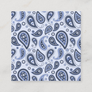 Blue Paisley Pattern Square Business Card