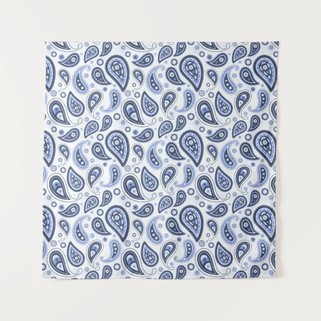 Blue Paisley Pattern Tapestry (Front)