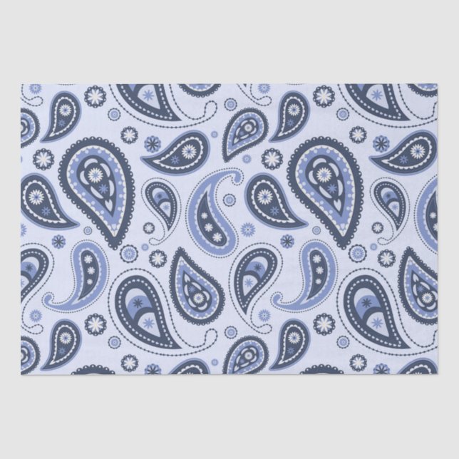 Blue Paisley Pattern Tissue Paper (Front)