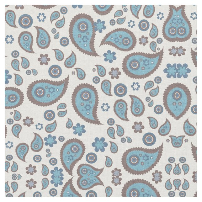 Blue Paisley Patterned Fabric (Close Up)
