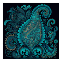 Blue Paisley Poster 2