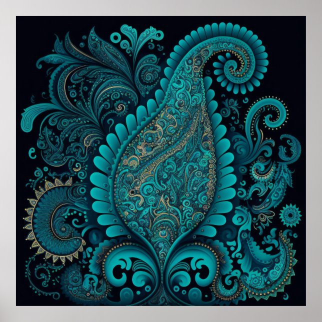 Blue Paisley Poster 2 (Front)