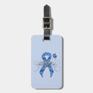 Blue Paisley Ribbon with Butterfly Luggage Tag