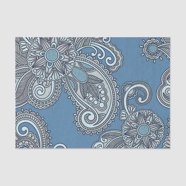 Blue Paisley Tissue Paper (Front)