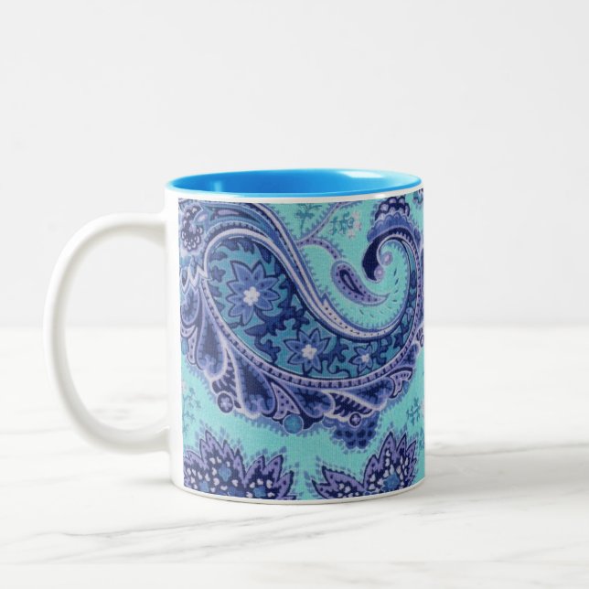 Blue Paisley Two-Tone Coffee Mug (Left)