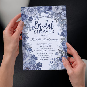 Blue Palette and White Floral Arch Invitation