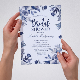 Blue Palette Floral Bridal Shower Elegance Invitation