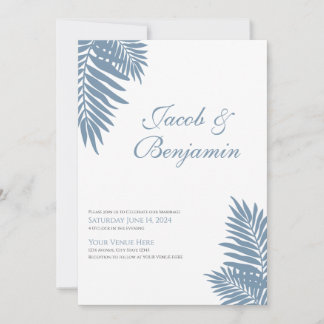 Blue Palm Leaves Celebration Invitation