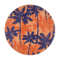 Blue palm silhouette, orange background
