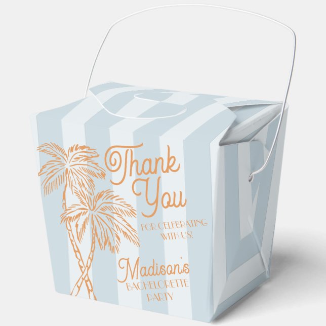 Blue Palm Spring Pastel Beach Bachelorette Party Favour Box (Front)