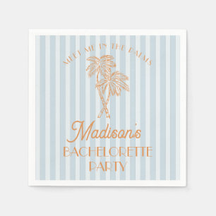 Blue Palm Spring Pastel Beach Bachelorette Party Napkin