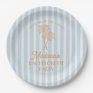 Blue Palm Spring Pastel Beach Bachelorette Party Paper Plate