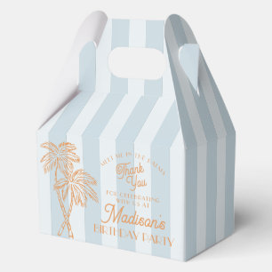 Blue Palm Spring Pastel Beach Birthday Party Favour Box