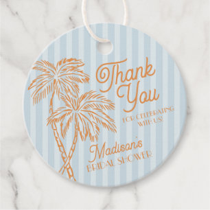 Blue Palm Spring Pastel Beach Bridal Shower Favour Tags