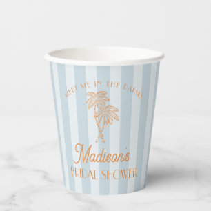 Blue Palm Spring Pastel Beach Bridal Shower Paper Cups