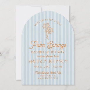Blue Palm Springs Pastel Beach Bachelorette Party Invitation