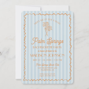 Blue Palm Springs Pastel Beach Bachelorette Party Invitation