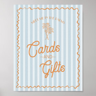 Blue Palm Springs Pastel Beach Cards & Gifts Poster