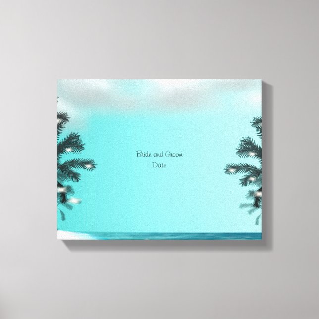 Blue Palm Tree Guest Book Alternative (Front)