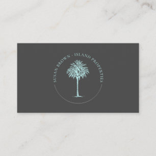 Blue Palm Tree Logo Business Card