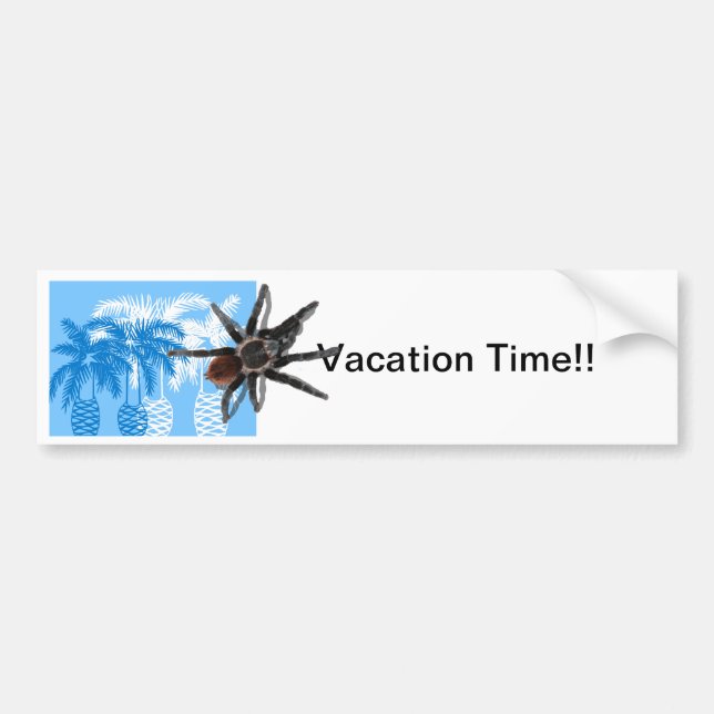 blue palm trees with tarantula bumper sticker (Front)