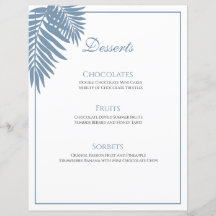 Blue Palm Wedding 8.5X11 Customisable Dessert Menu