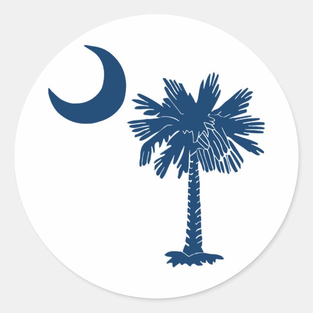 Blue Palmetto on White Sticker (Front)