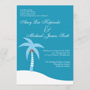 BLUE PALMTREE CARIBBEAN DESTINATION WEDDING INVITATION