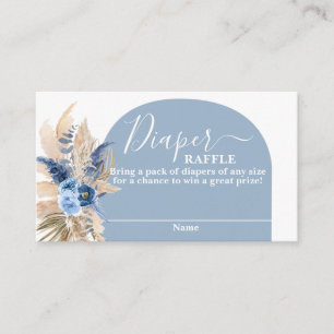 Blue Pampas Grass Boy Diaper Raffle Card