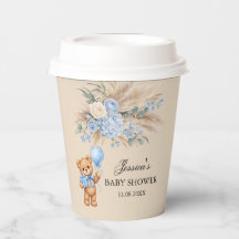 Blue Pampas Teddy Bear Roses Baby Shower