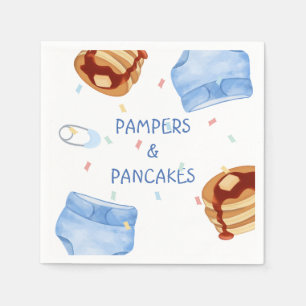 Blue pampers and pancakes plates napkin
