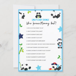 Blue Panda Baby Shower Game Size Invitation
