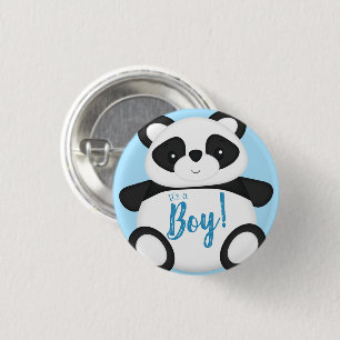 Blue Panda Bear Baby Shower 3 Cm Round Badge