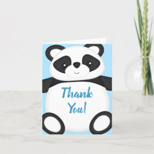 Blue Panda Bear Baby Shower Thank You Card