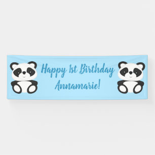 Blue Panda Bear Birthday Party Banner