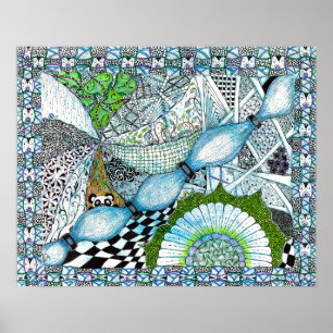 Blue Panda World Print